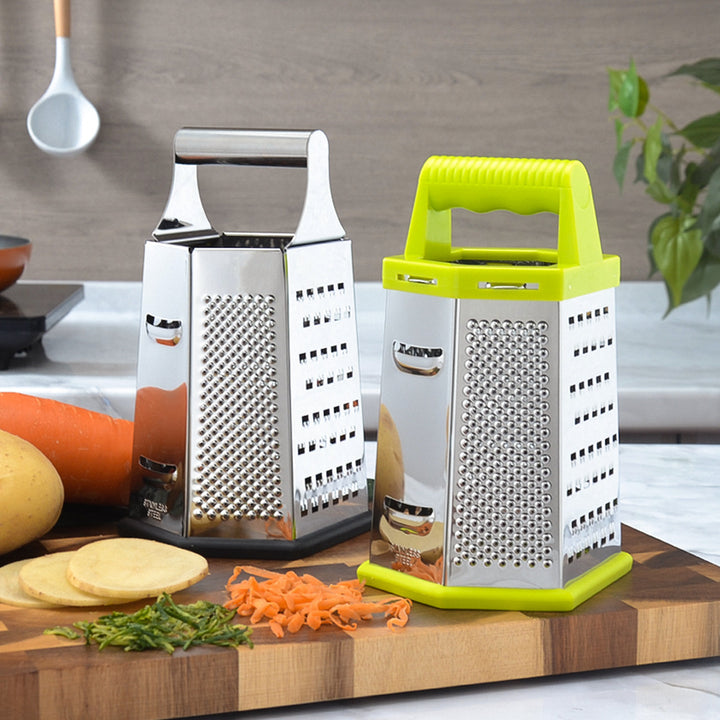 Multifunctional Stainless Steel Kitchen Grater with Non-Slip Handle Bowlift