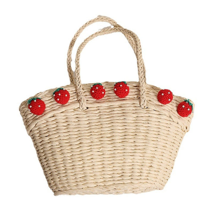 Handmade basket bag with playful strawberry motif Bowlift