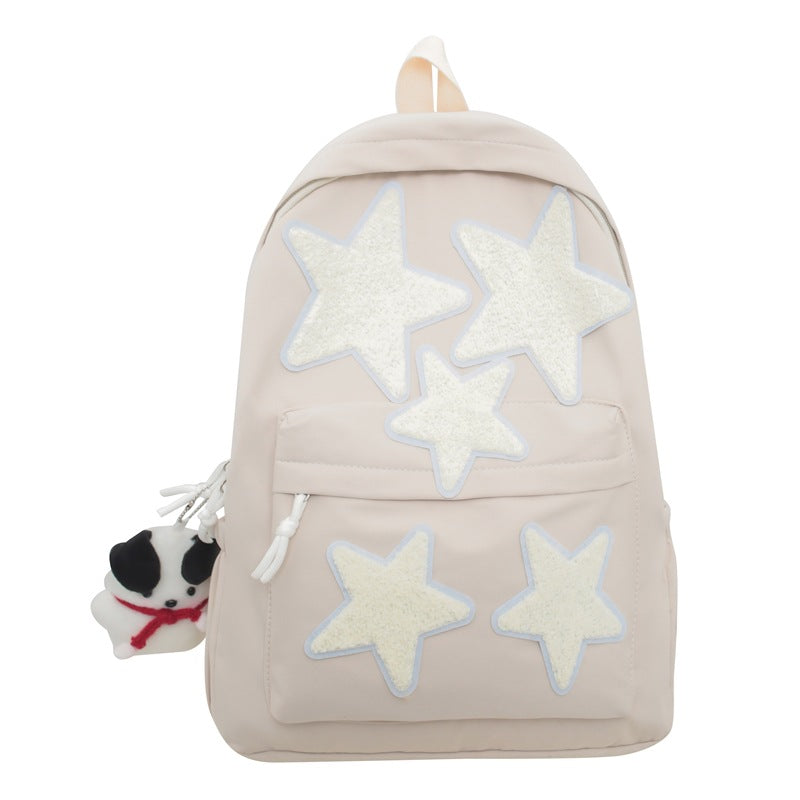 Star-Embroidered Casual Backpack Bowlift