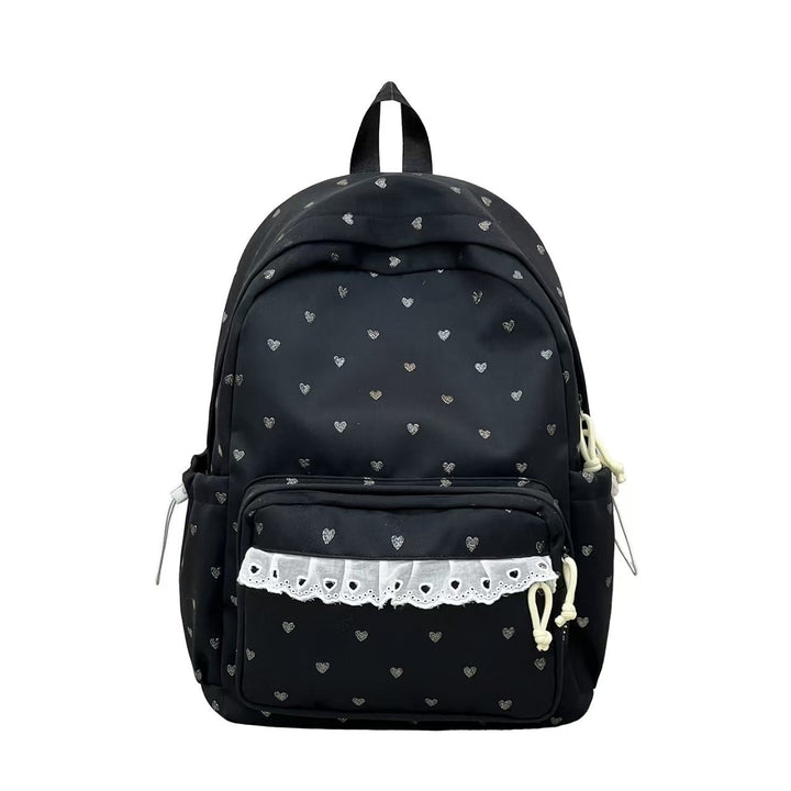 Backpack with Fine Heart Motif and Delicate Lace Appliqué Bowlift