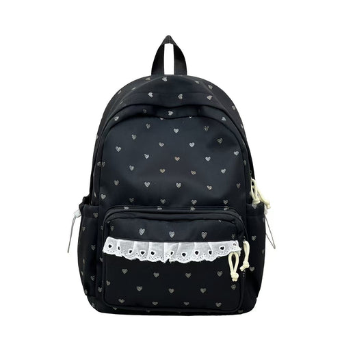 Backpack with Fine Heart Motif and Delicate Lace Appliqué Bowlift