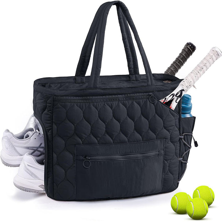 Sporty quilt bag with separate shoe compartment and pockets for accessories Bowlift