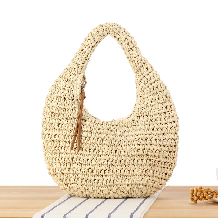 Hand-knotted shoulder bag made of natural material Bowlift