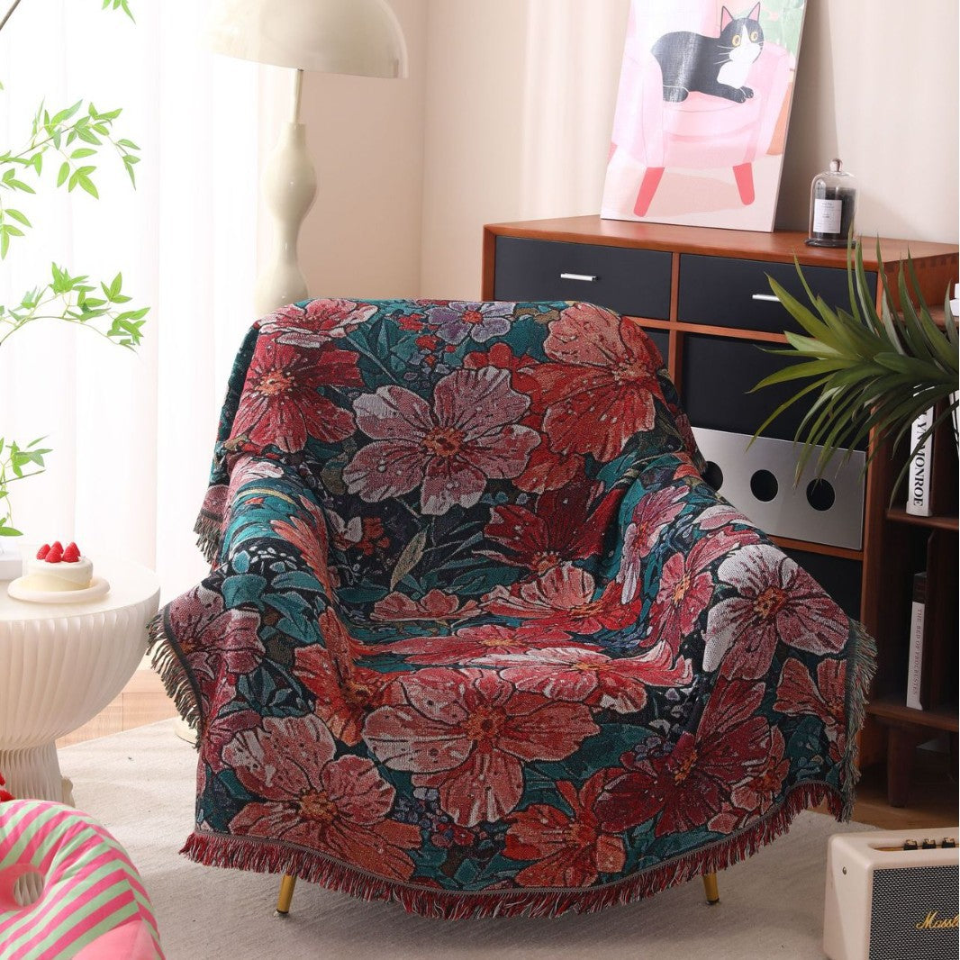 Floral Print Woven Throw Blanket