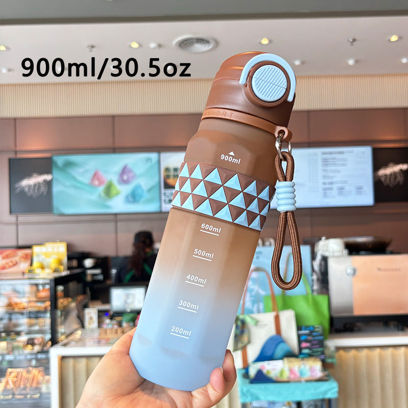 Ladies sporty water bottle with practical measuring scale Bowlift