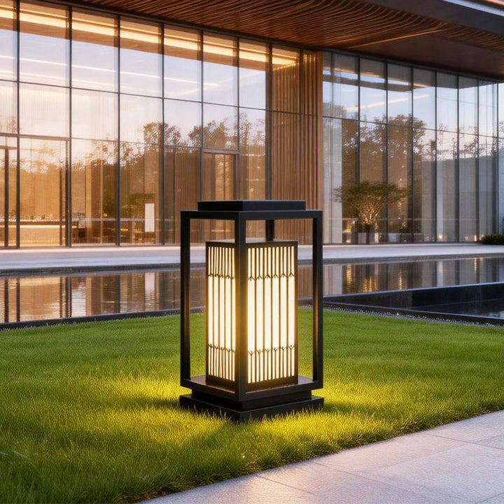 Japanese-Inspired LED Outdoor Lantern With Wooden Frame Bowlift