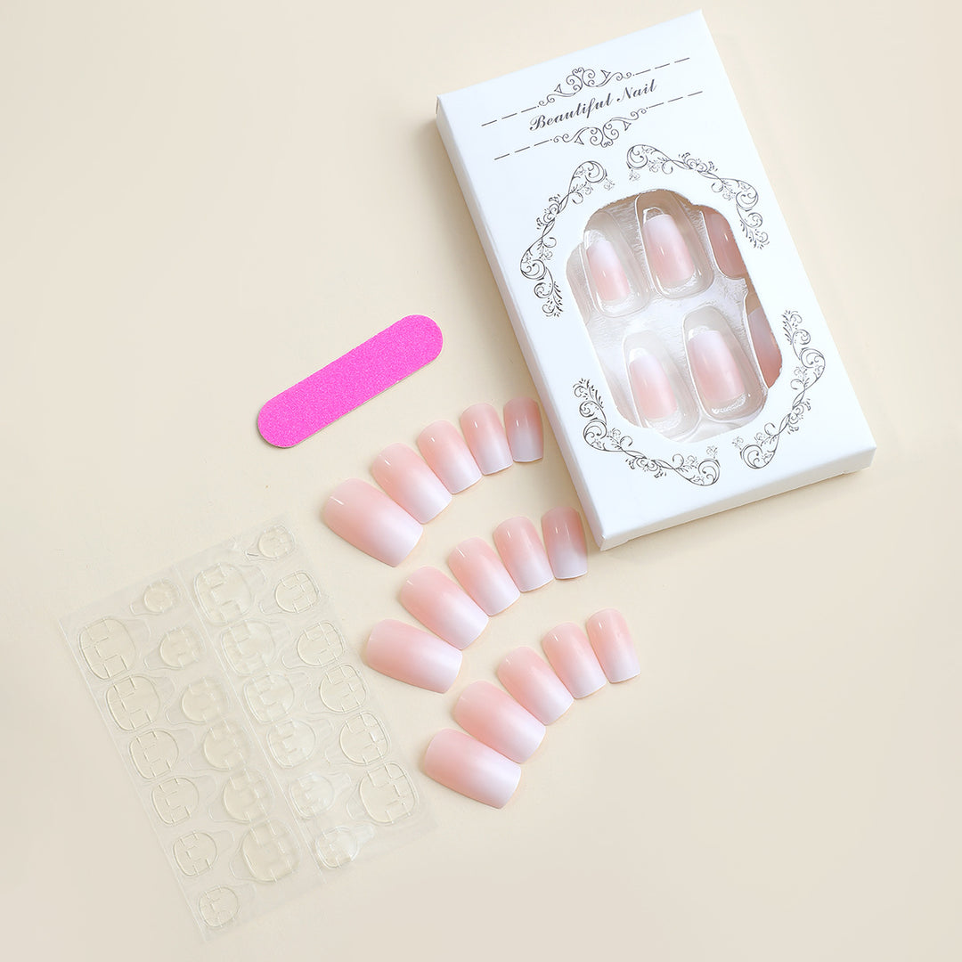 Premium Press-On Nail Kit with Natural Gradient Finish Bowlift