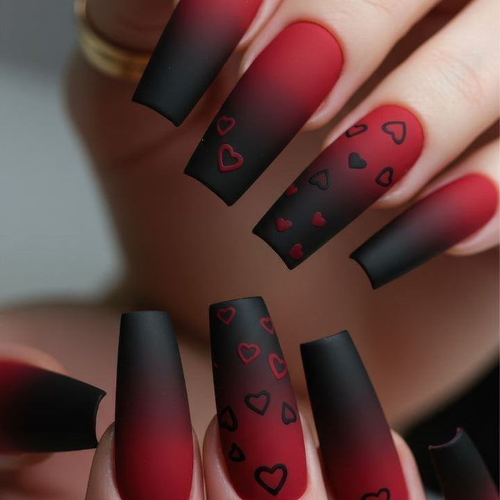 Artistic Heart-Design Acrylic Nail Art Extensions Bowlift