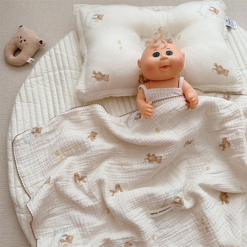 Unisex Cozy Muslin Blanket with Cute Rabbit Design Bowlift