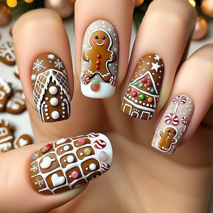 Gingerbread-Themed Nail Art Bowlift