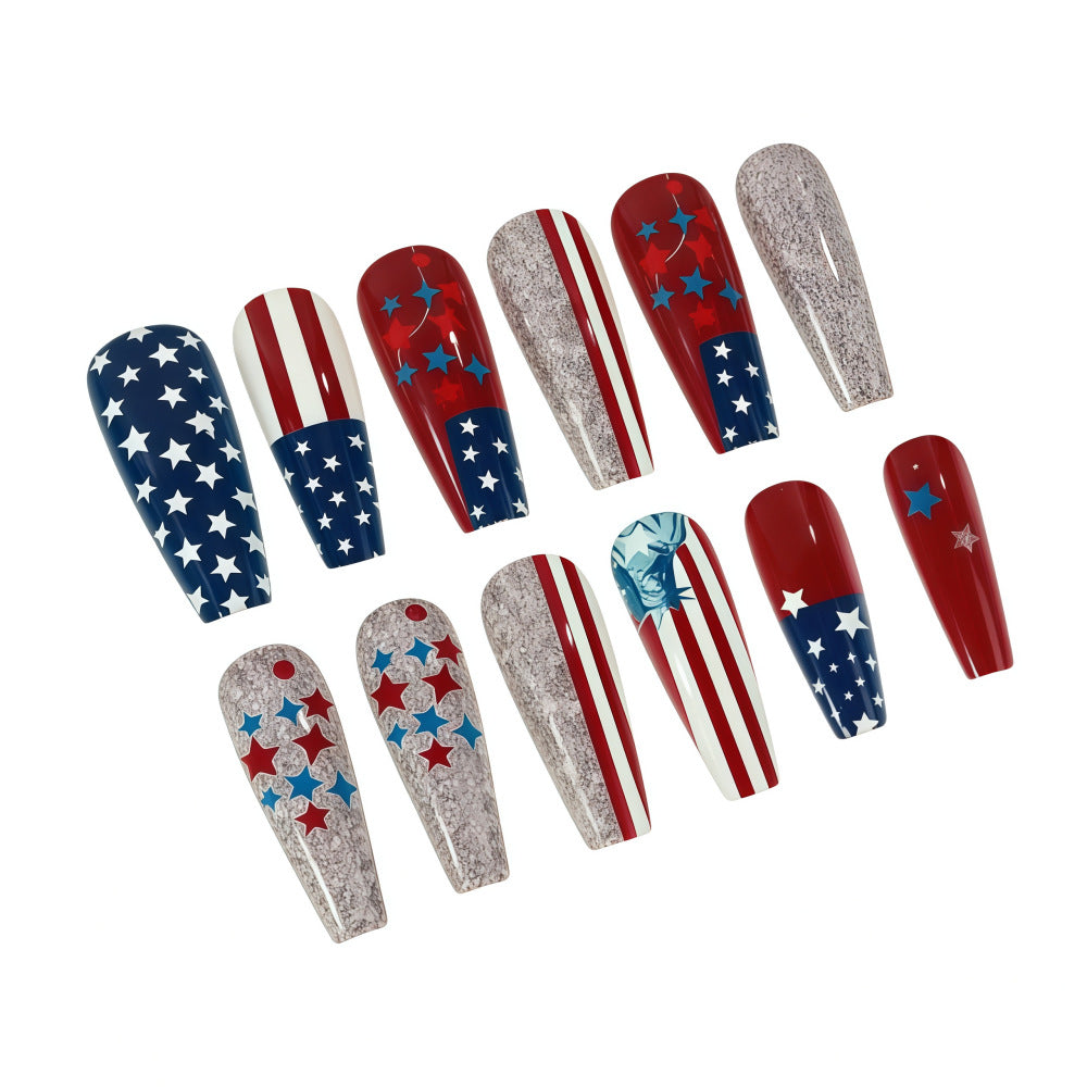 Festive artificial nails with patriotic motifs Bowlift