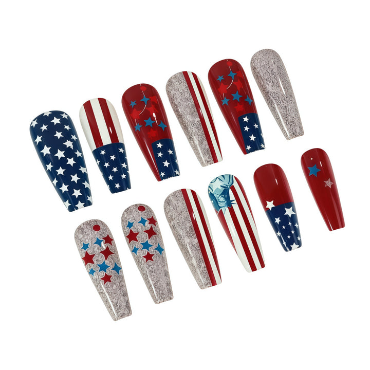 Festive artificial nails with patriotic motifs Bowlift
