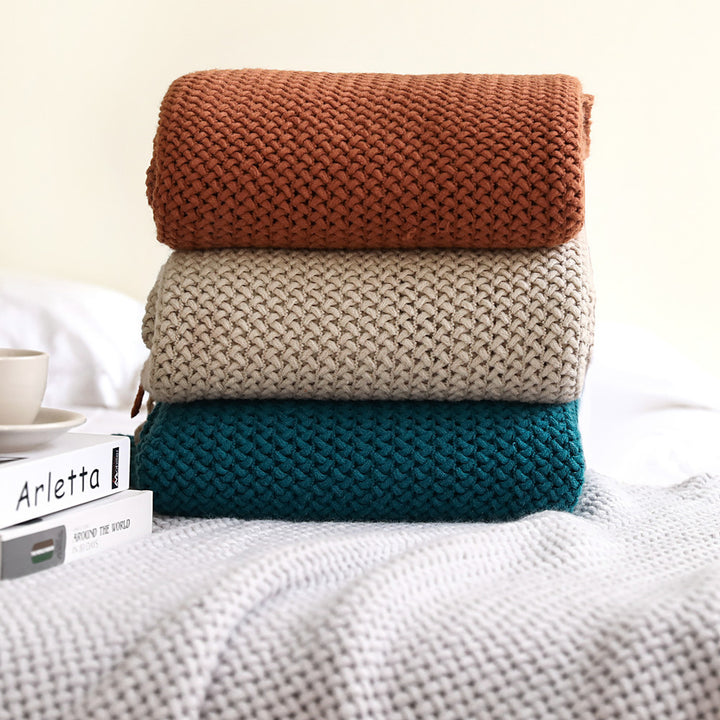 Women cozy knit blanket with decorative pattern Bowlift