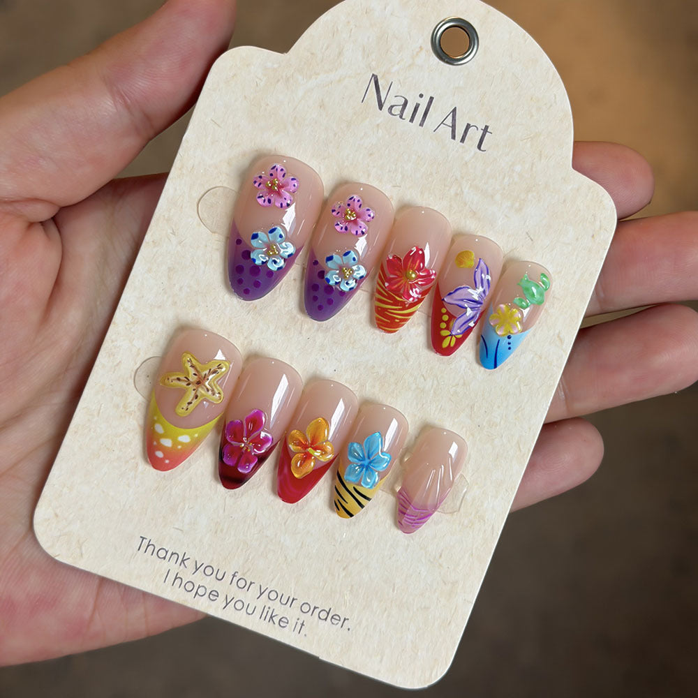 Creative Floral Embellished Press-On Nail Collection Bowlift