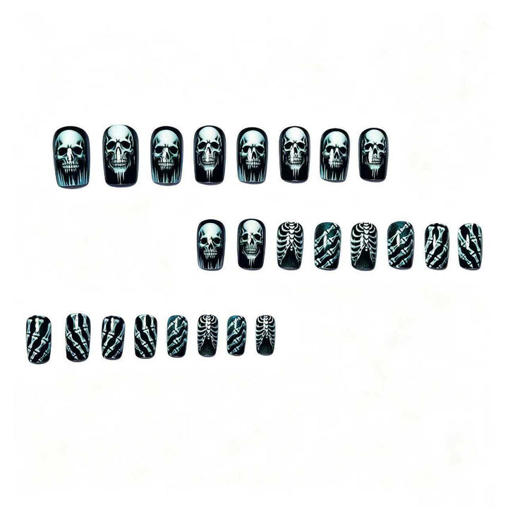 Creative artificial nails in spooky skull design Bowlift