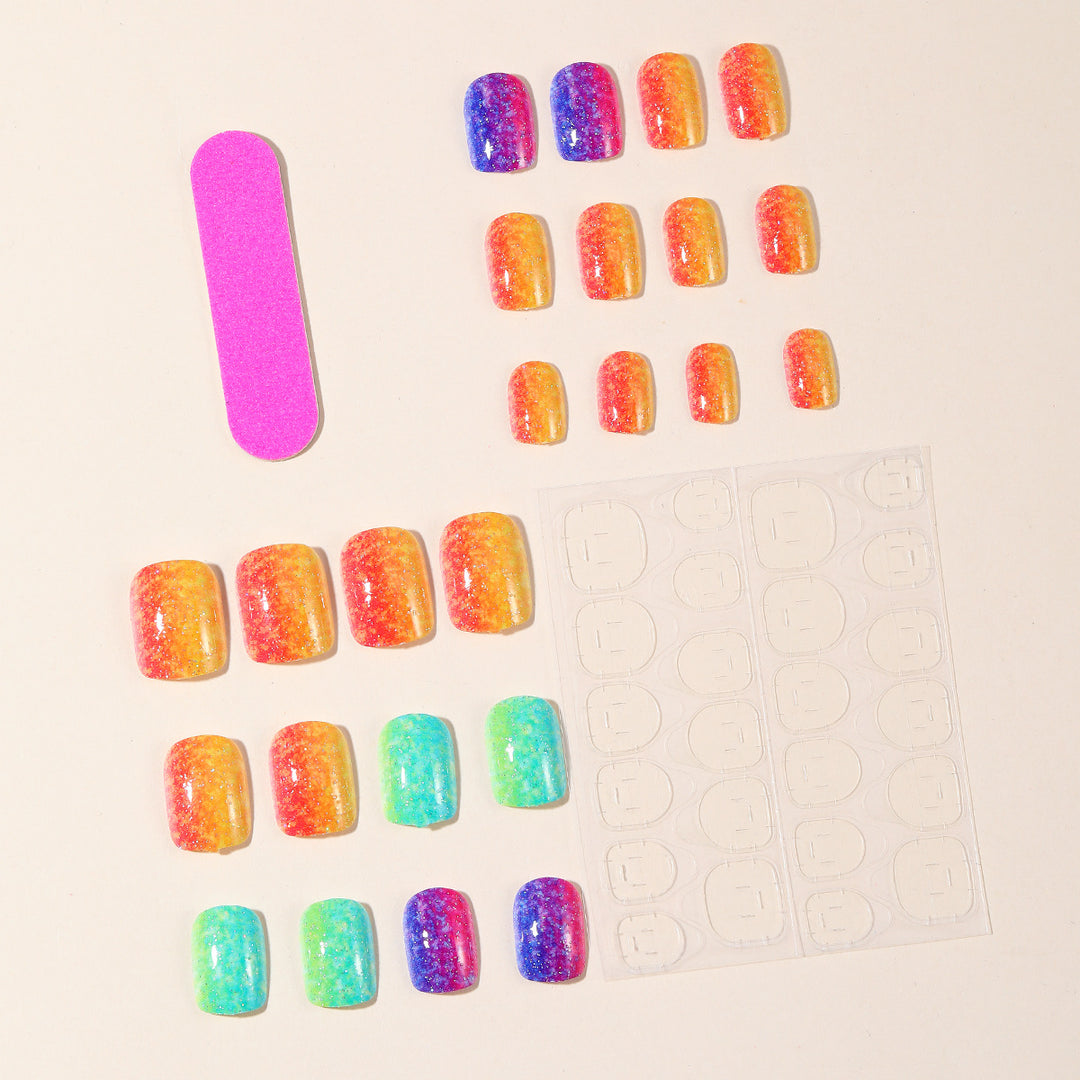 Sparkling Gradient Glitter Nail Art Extensions Bowlift