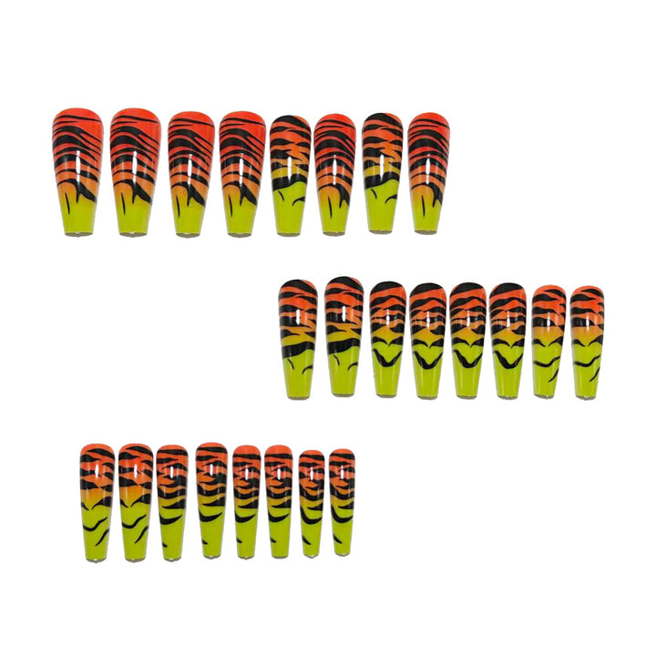 Fashionable Tiger Design Artificial Nails Bowlift