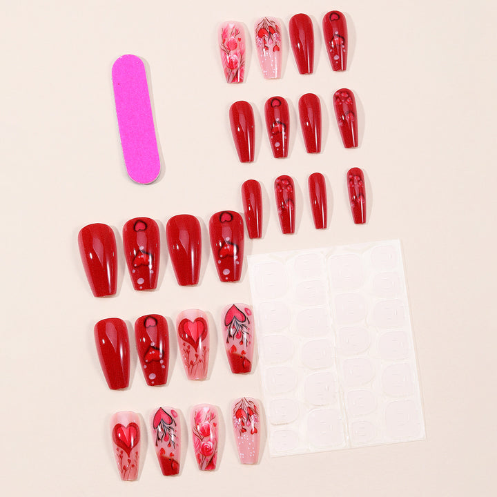 Romantic Floral Heart Nail Art Extensions Bowlift