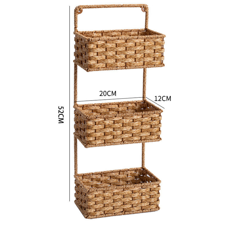 Double-Tiered Wicker Storage Basket Bowlift