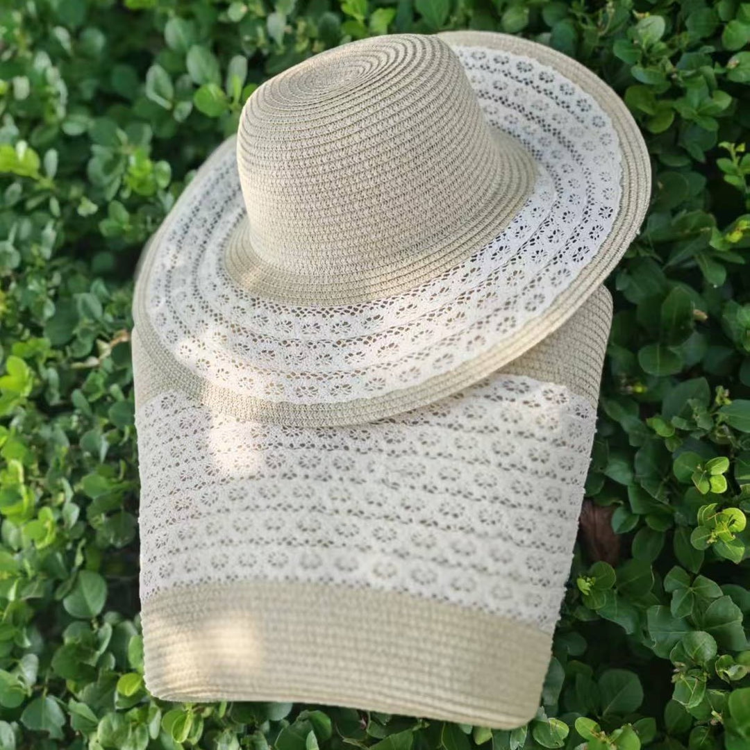 Sun hat with elegant crochet trim Bowlift