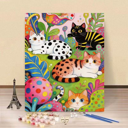 Cat-Themed DIY Paint by Numbers Canvas Kit Bowlift