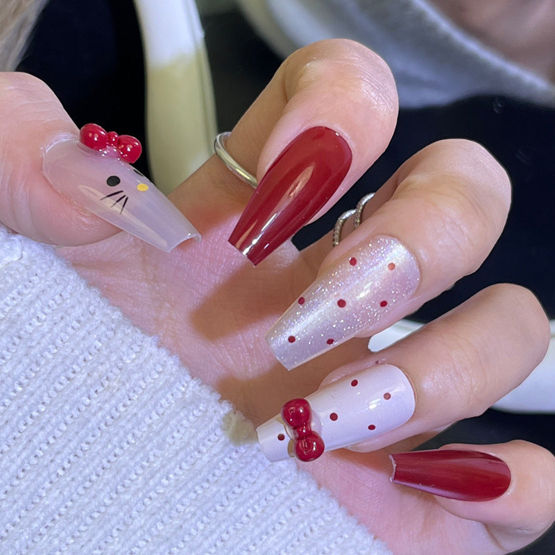 Glamorous Press-On Nail Set with Decorative Gemstone Accents Bowlift