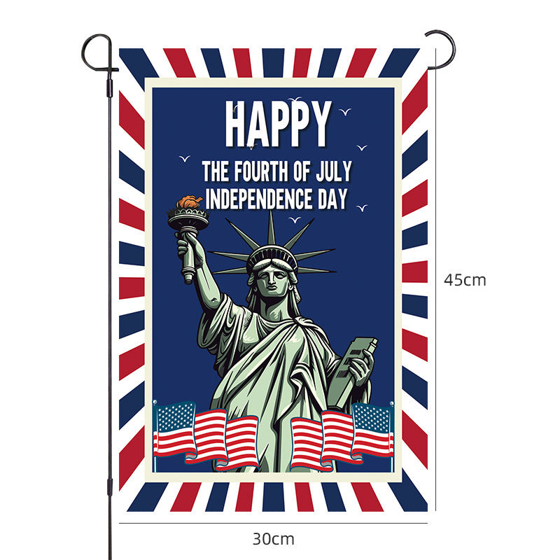 Unisex nano patriotic garden flag with USA map cross and soldier silhouette weatherproof polyester fabric Bowlift
