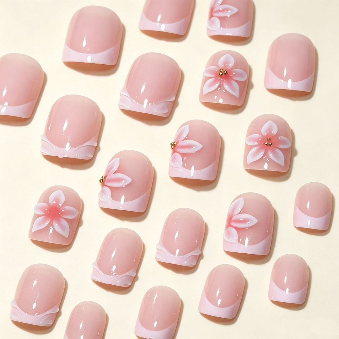 Floral Acrylic Nail Art Tips Bowlift