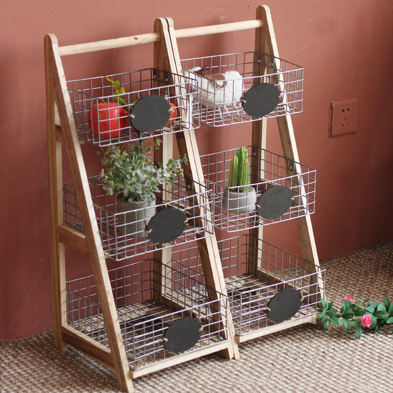 Practical stair shelf with wire baskets Bowlift
