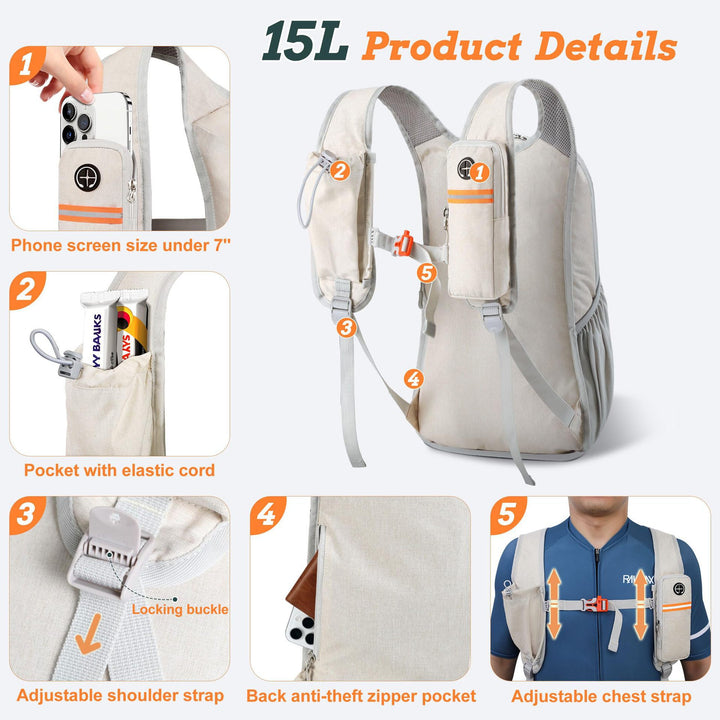 Versatile sports backpack with drink holder and safety compartment Bowlift