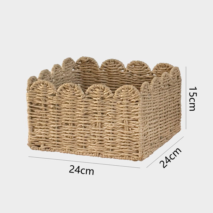 Handcrafted storage basket with playful wave edge Bowlift