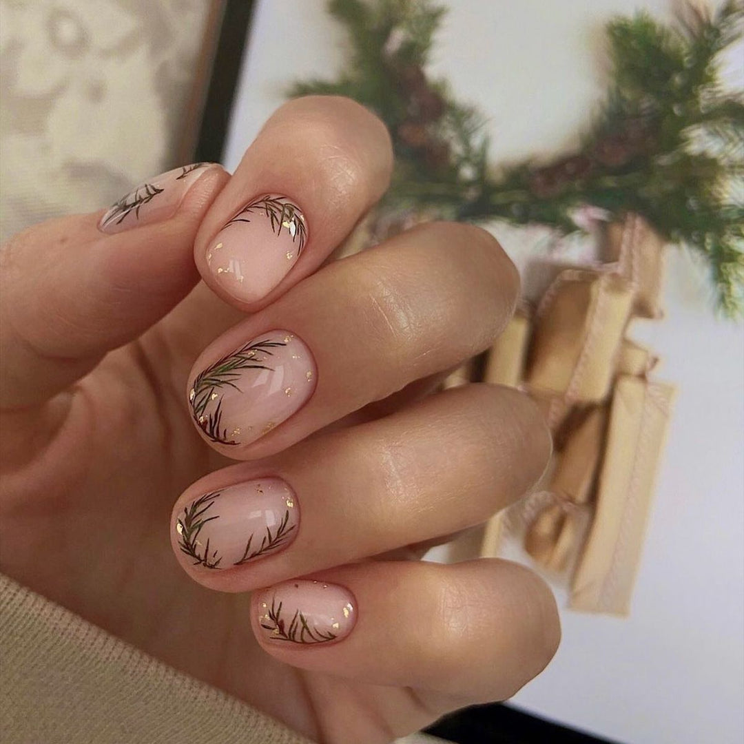Decorative Press-On Nail Art Set with Elegant Floral and Shimmer Design Bowlift