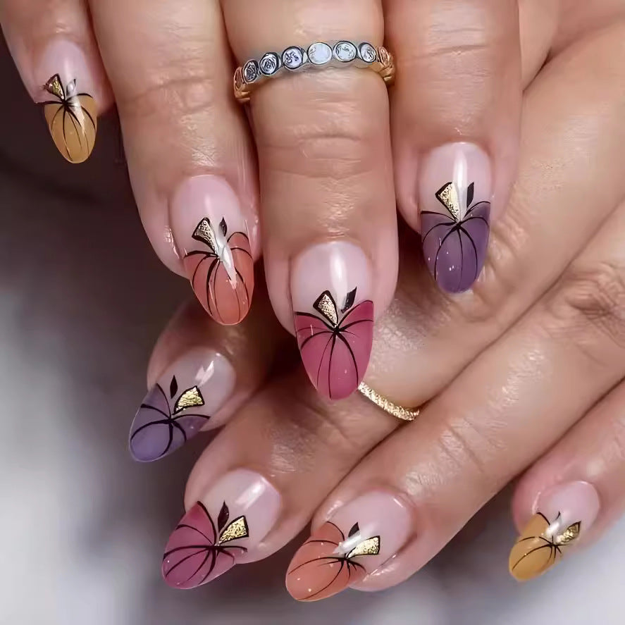 Abstract Floral Art Press-On Nails Bowlift