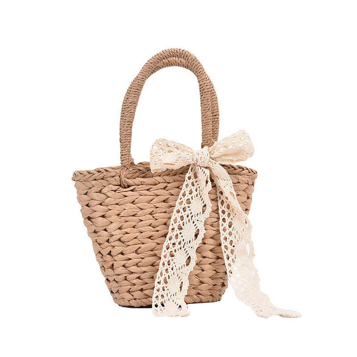 Handmade basket bag with lace accent Bowlift
