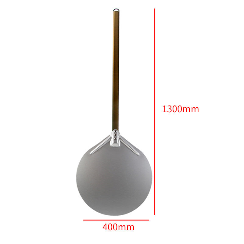 long wooden handled round aluminum pizza peel with reinforced neck Bowlift