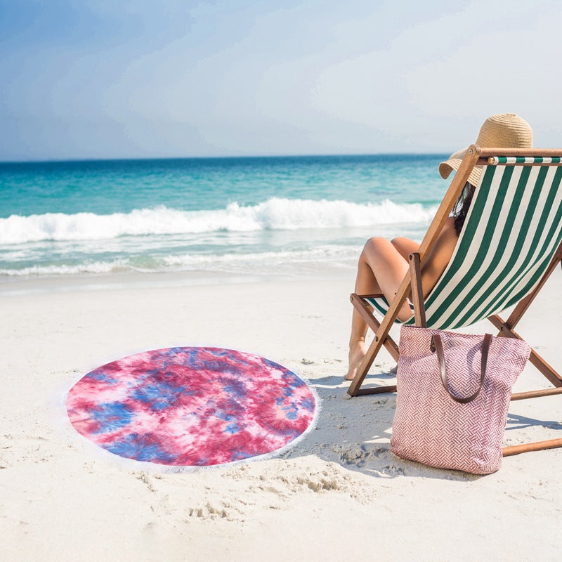 Ladies round beach blanket with fringes Bowlift