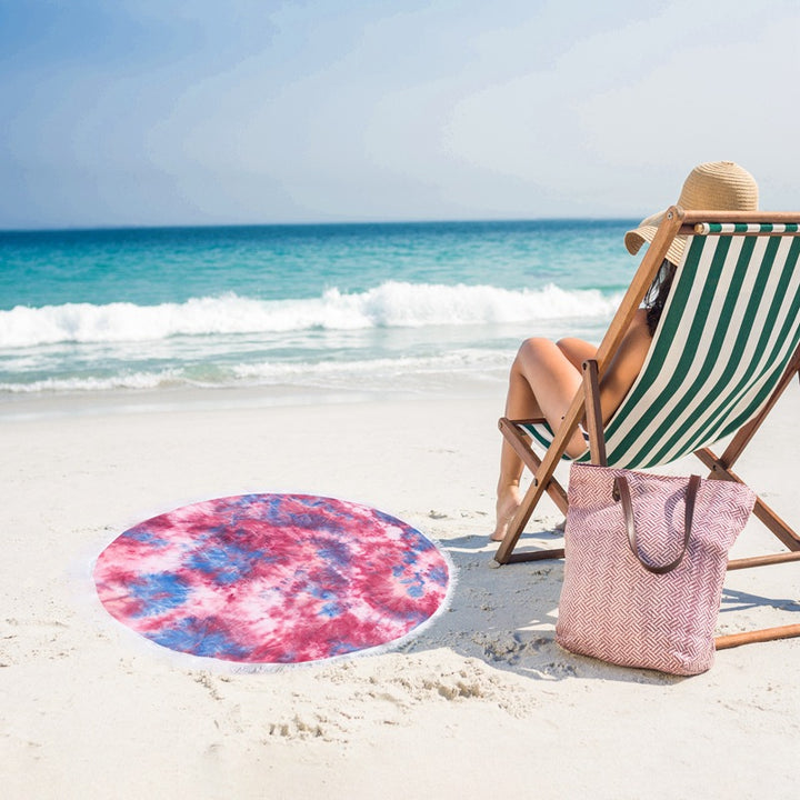 Ladies round beach blanket with fringes Bowlift