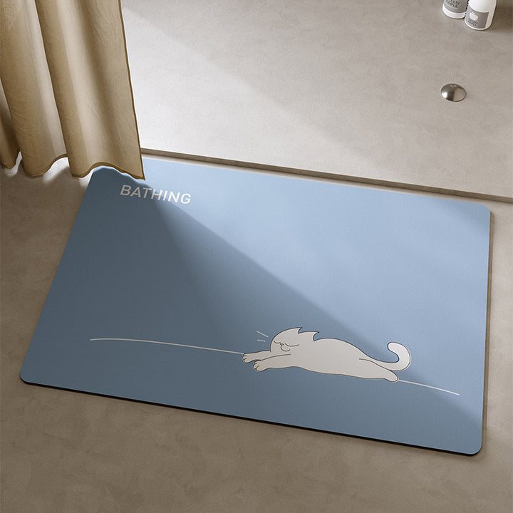 Playful Cat-Themed Bath Mat Bowlift