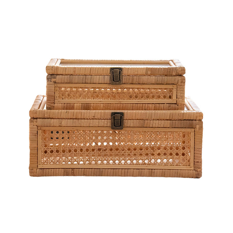 Practical storage box with glass surface