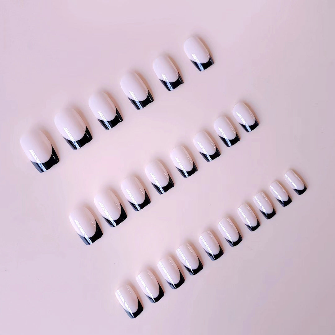 Acrylic nail set with elegant French tips and matte finish Bowlift