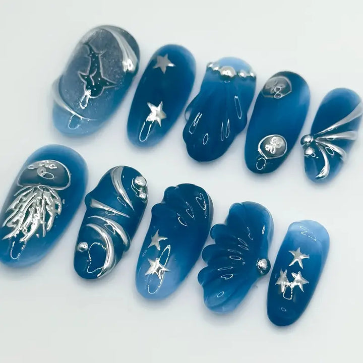 Artistic Ocean-Inspired Press-On Nail Extensions Bowlift