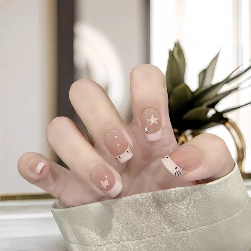 Cute Cat-Themed Press-On Nail Set Bowlift