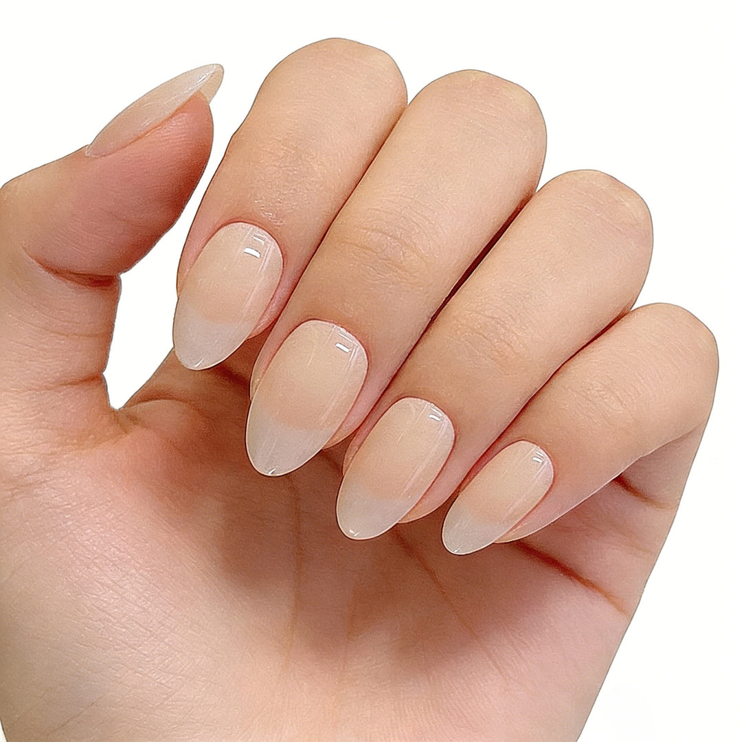 Natural French Tip Press-On Nail Set Bowlift
