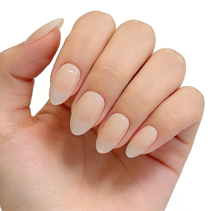 Natural French Tip Press-On Nail Set Bowlift