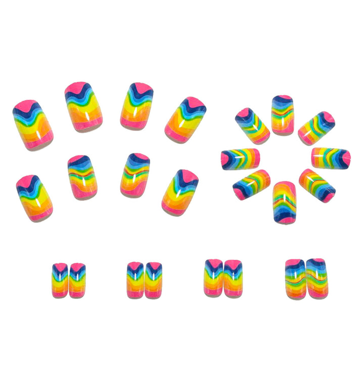 Artificial Nails in Creative Rainbow Design Bowlift