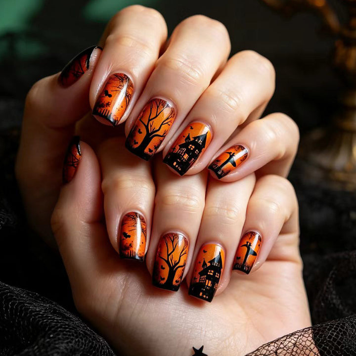 Halloween Haunted House Nail Art Bowlift