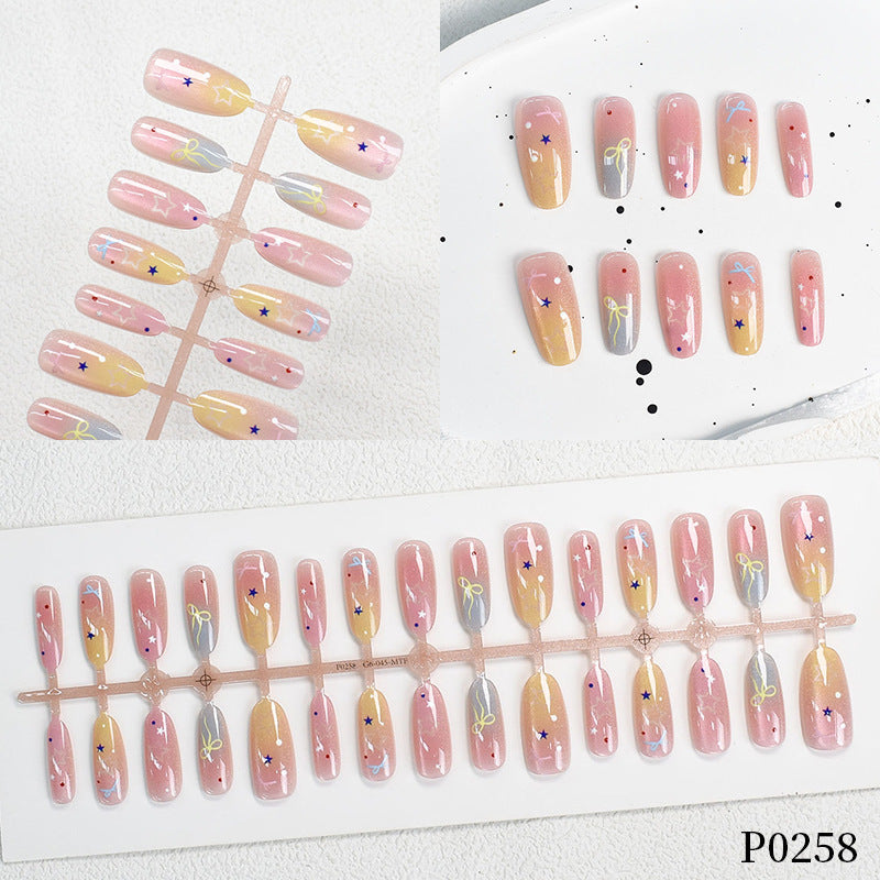 Colorful Patterned Press-On Nail Art Set Bowlift