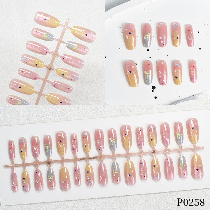 Colorful Patterned Press-On Nail Art Set Bowlift