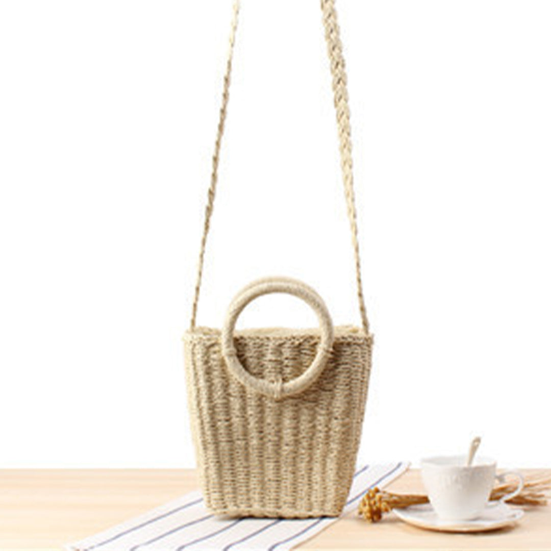 Handbag Made of Braided Natural Material with Round Handle Bowlift
