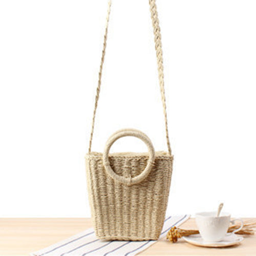 Handbag Made of Braided Natural Material with Round Handle Bowlift